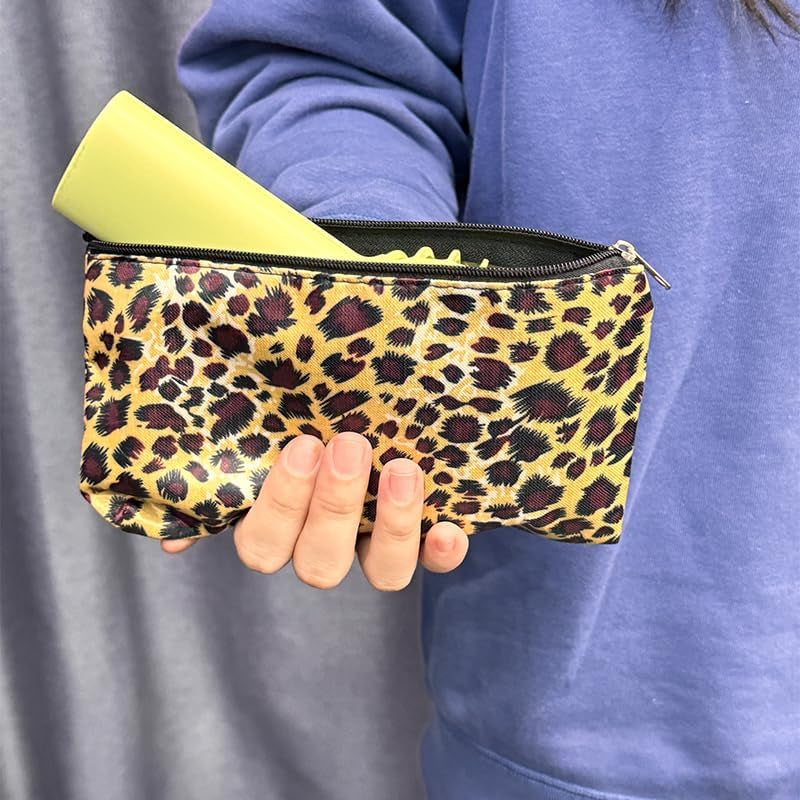 Mini Leopard Makeup Cosmetic Bag for Purse Toiletry Travel Women Cute Zipper Pouch