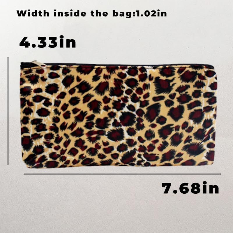 Mini Leopard Makeup Cosmetic Bag for Purse Toiletry Travel Women Cute Zipper Pouch