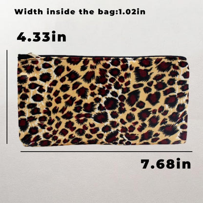 Mini Leopard Makeup Cosmetic Bag for Purse Toiletry Travel Women Cute Zipper Pouch