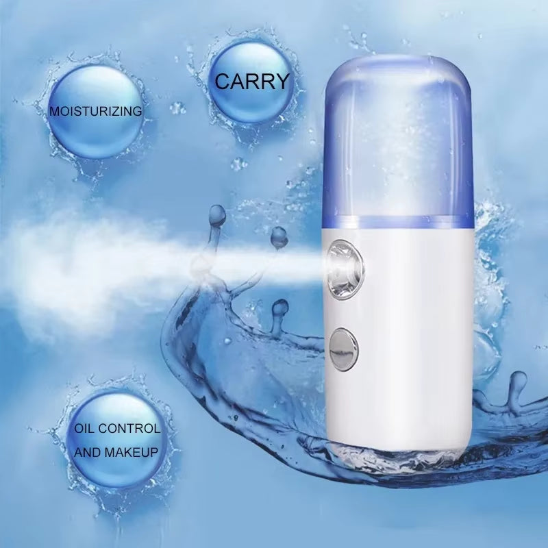 Nano Facial Hydrator Sprayer Face Steamer Nebulizer Home Travel Use Mini Rechargeable Humidifier Women Beauty Device Skin Care