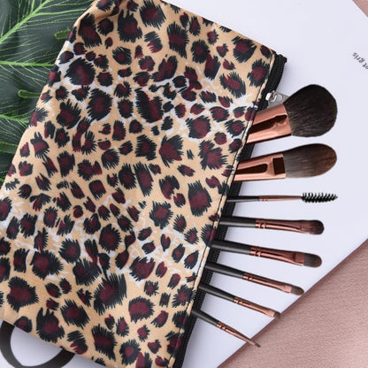 Mini Leopard Makeup Cosmetic Bag for Purse Toiletry Travel Women Cute Zipper Pouch
