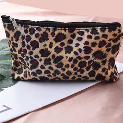 Mini Leopard Makeup Cosmetic Bag for Purse Toiletry Travel Women Cute Zipper Pouch